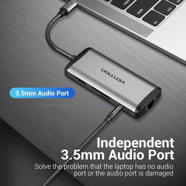 Vention 9-in-1 USB-C Docking Station Grey