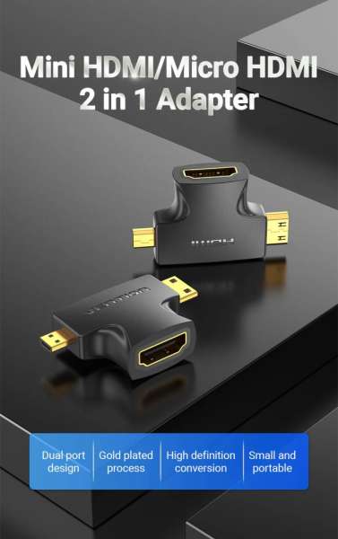 Vention AGFB0 2in1 HDMI and MiniHDMI/MircoHDMI Adapter Black