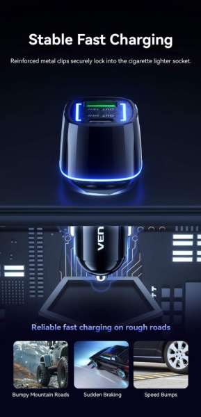 Vention Car Charger Black