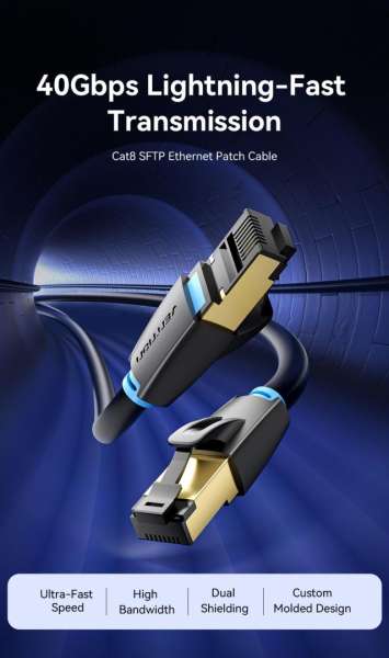 Vention CAT8 S-FTP Patch Cable 3m Black