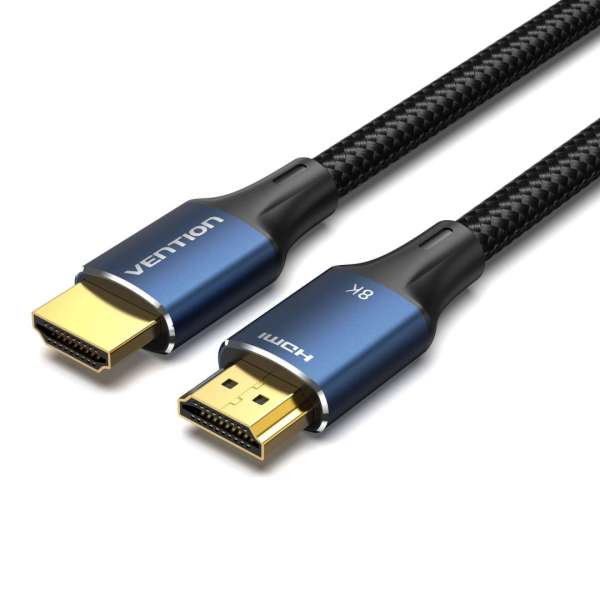 Vention Cotton Braided HDMI-A Male to Male HD Cable 8K 5m Blue Aluminum