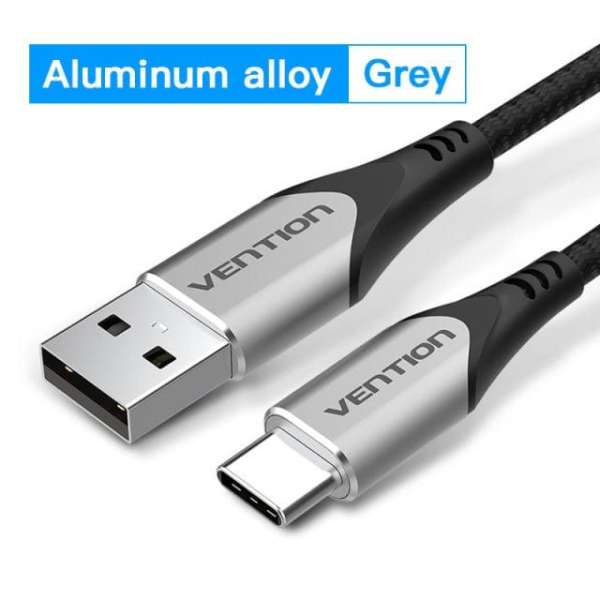 Vention Cotton Braided USB 2.0 A Male to C Male 3A Cable 1m Gray