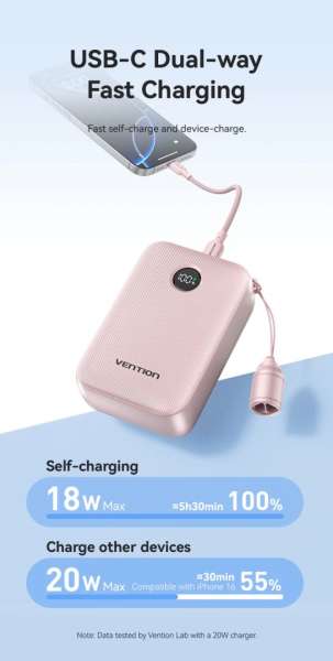 Vention FKBB0-C 20000mah PowerBank Black