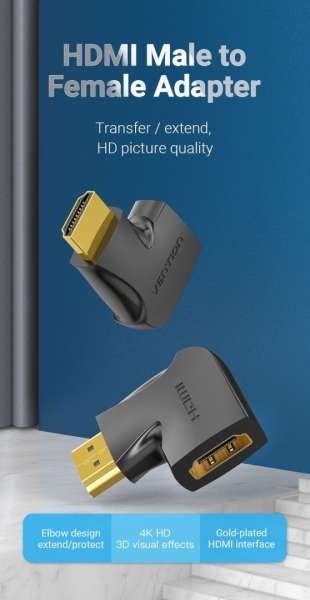 Vention HDMI 270 Degree Male to Female Vertical Flat Adapter Black