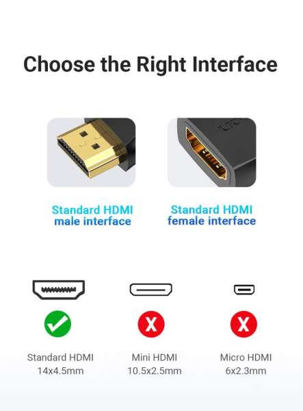 Vention HDMI 270 Degree Male to Female Vertical Flat Adapter Black
