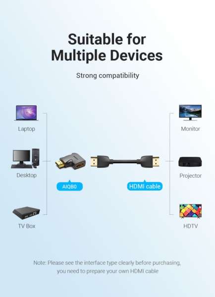 Vention HDMI 270 Degree Male to Female Vertical Flat Adapter Black