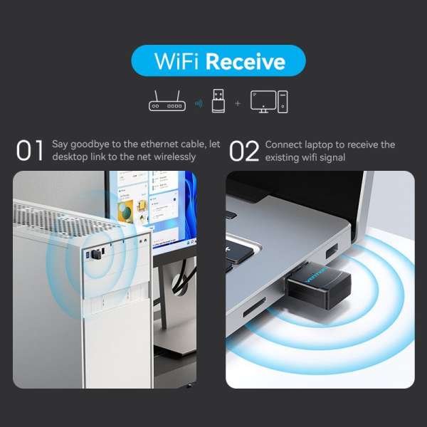Vention KDSB0 Wi-Fi Dual Band Adapter Black