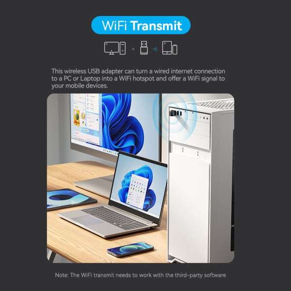 Vention KDSB0 Wi-Fi Dual Band Adapter Black