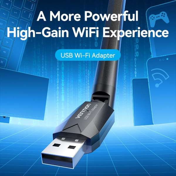 Vention KDTB0 AC650 USB Wi-Fi Dual Band Network Adapter With High Gain Antenna Black
