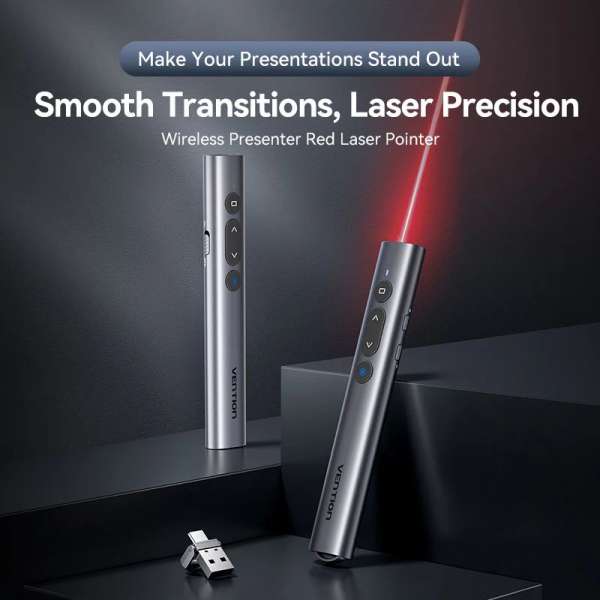 Vention KQIH0 Wireless Presenter Red Laser Grey