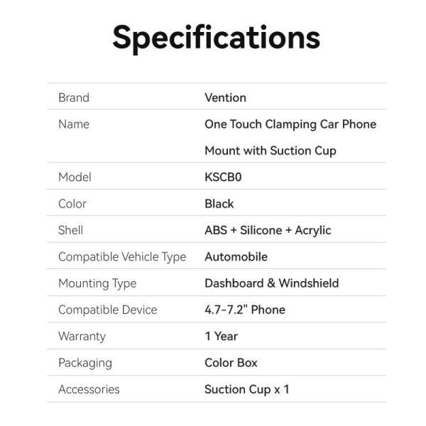 Vention KSCB0 Car Holder Black