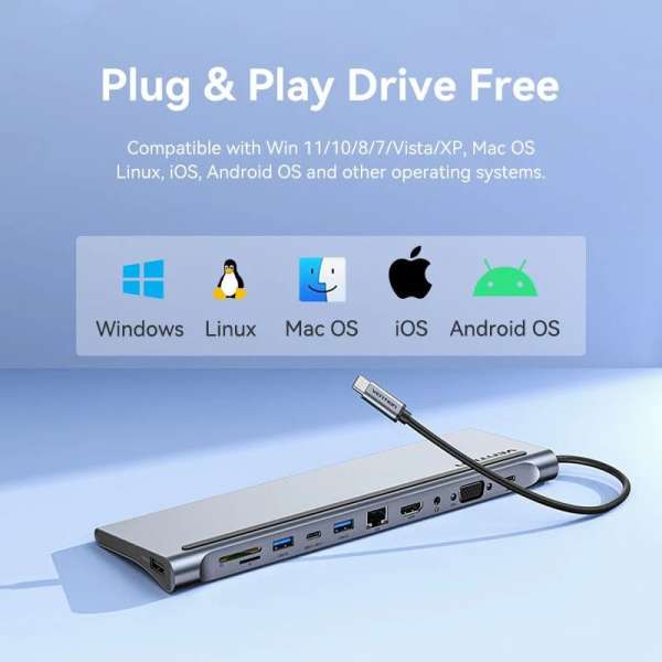 Vention Multi-function 11-in-1 USB-C Docking Station