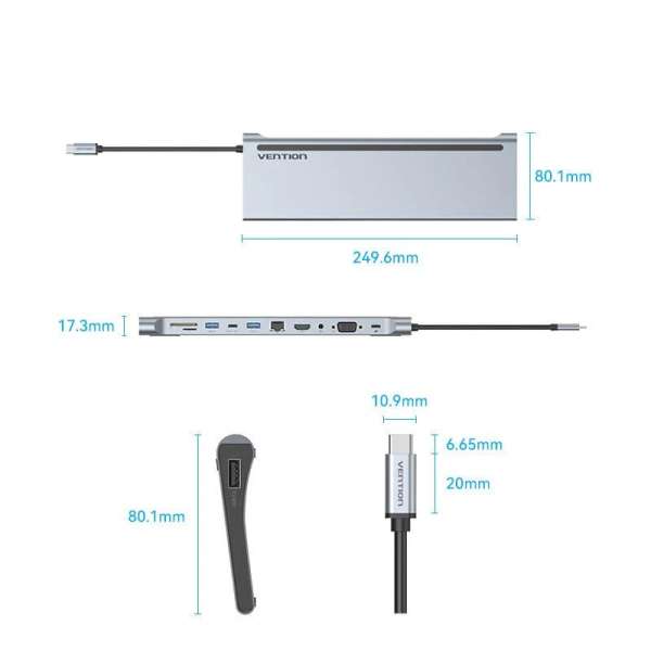 Vention Multi-function 11-in-1 USB-C Docking Station
