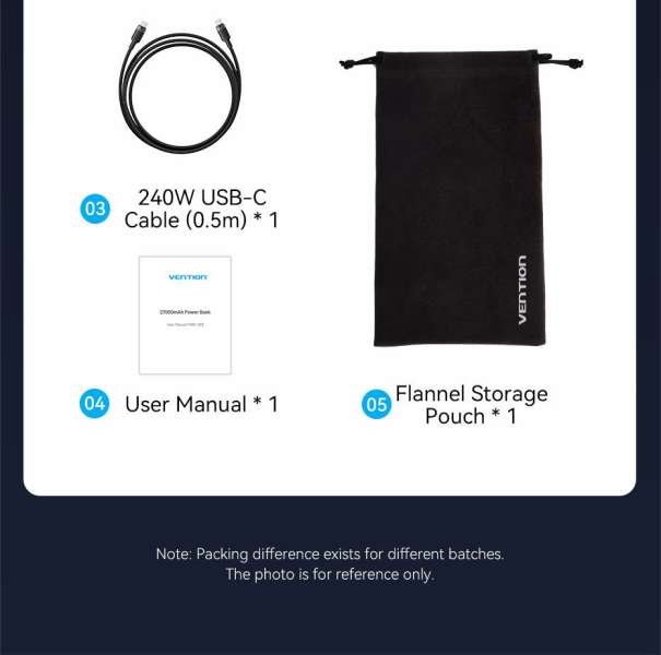 Vention Powerhive 27000mAh Power bank + cable Black