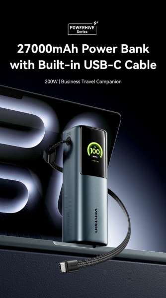Vention Powerhive 27000mAh Power bank + cable Black