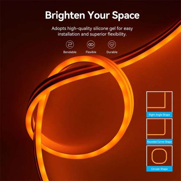 Vention Silicone Neon LED Strip Lights 2m with IR Remote and USB 5V Power Supply