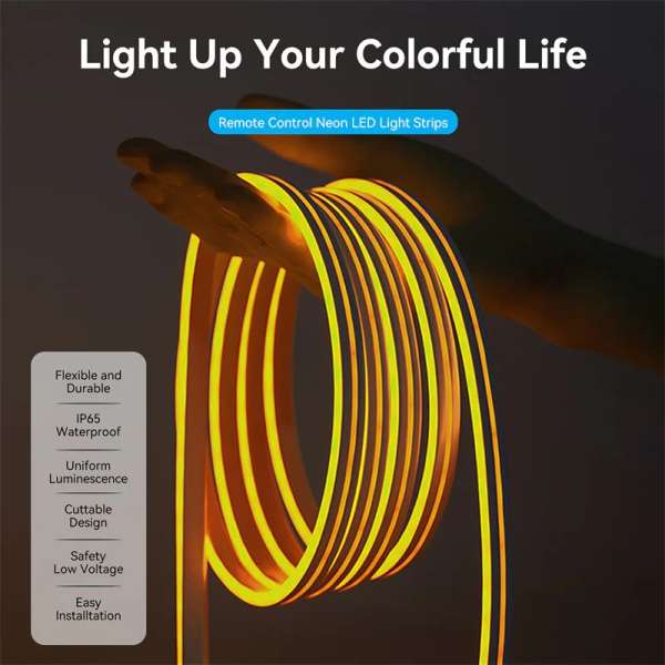 Vention Silicone Neon LED Strip Lights 5m with IR Remote and USB 5V Power Supply