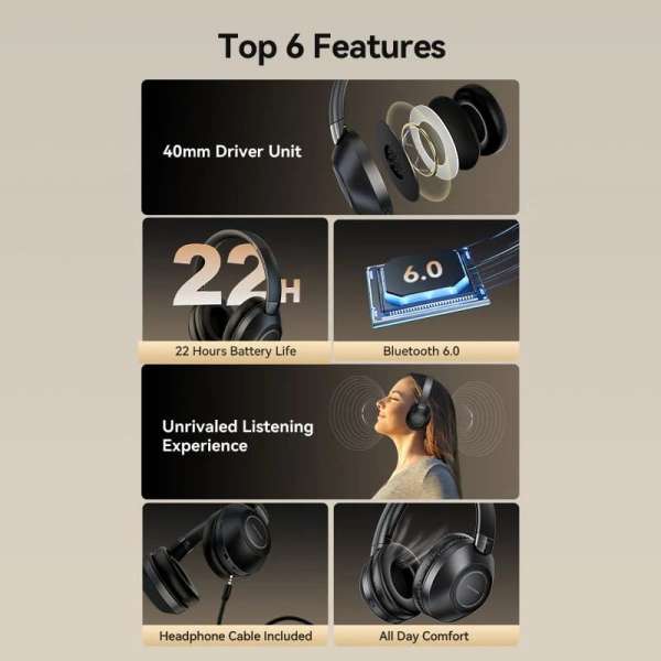 Vention SoundMate Wireless On-Ear Bluetooth Headset Black