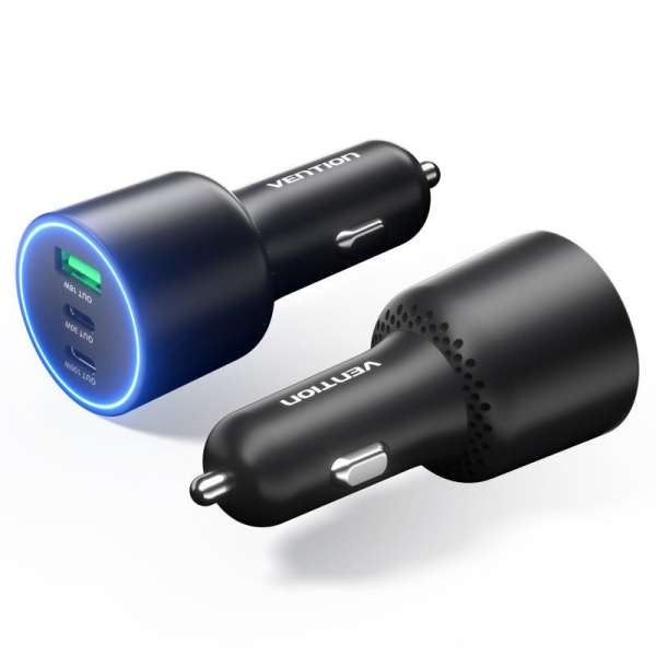 Vention Three-Port USB C+C+A (100W+30W+18W) Car Charger Black