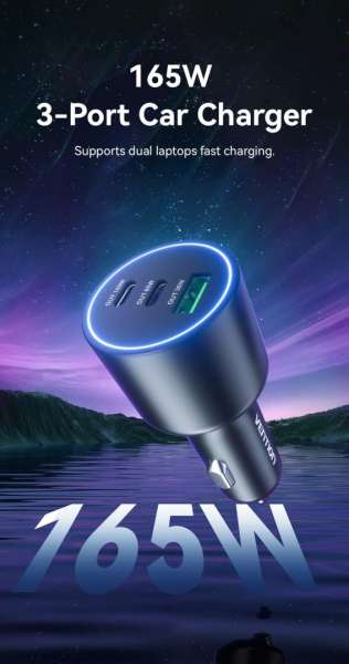 Vention Three-Port USB C+C+A (100W+65W+30W) Car Charger Black