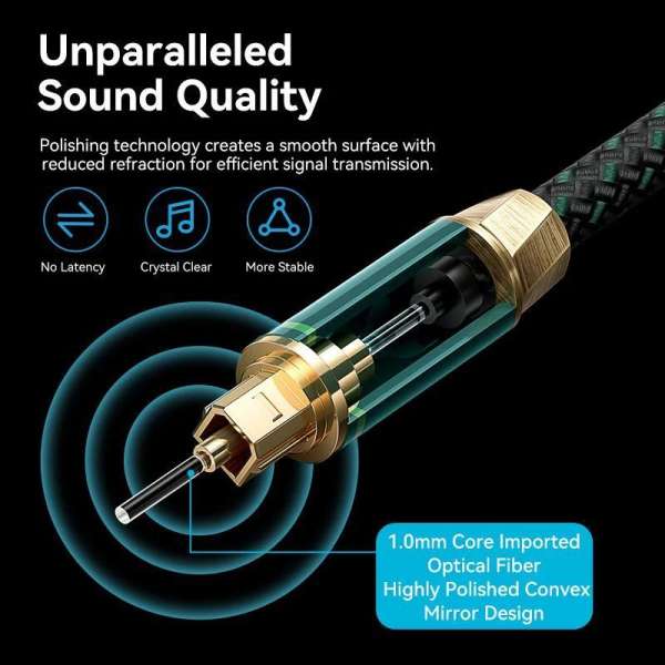 Vention Toslink optical audio cable braided 5m Green Copper
