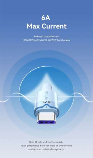 Vention USB 2.0 A Male to 3-in-1 USB-C & Lightning & Micro-B Male 6A Cable 1,5m Blue