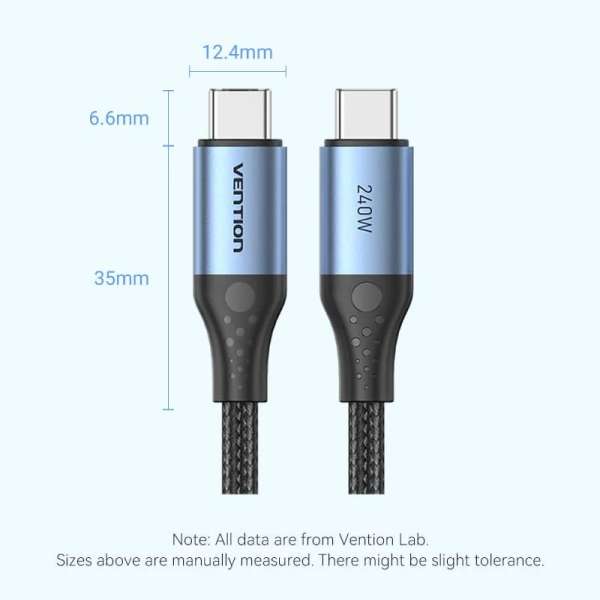 Vention USB 2.0 C Male to C Male 240W Cable 1m Black