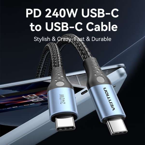 Vention USB 2.0 C Male to C Male 240W Cable 1m Black