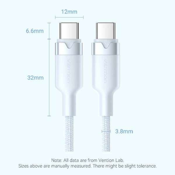 Vention USB 2.0 Type-C Male to Type-C Male 3A Cable 1m White