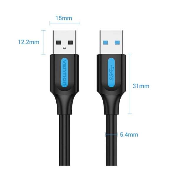 Vention USB 3.0 A Male to A Male Cable 0,5m Black