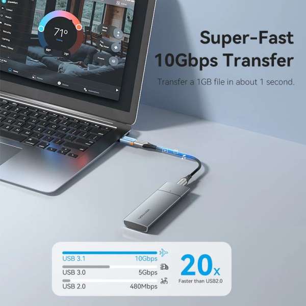Vention USB 3.1 Type-A Male to USB-C Female Adapter Blue