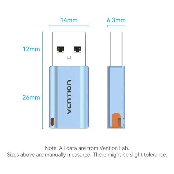 Vention USB 3.1 Type-A Male to USB-C Female Adapter Blue
