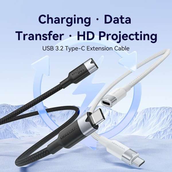 Vention USB 3.2 Gen2 C Male to C Female 10Gbps Extension Aluminum Alloy Type cable 0,5m White