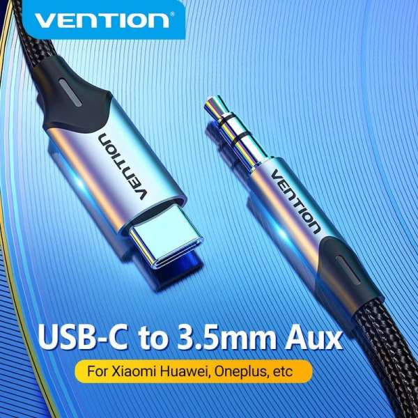 Vention USB-C Male to 3.5mm Male Audio Adapter cable 1m Black