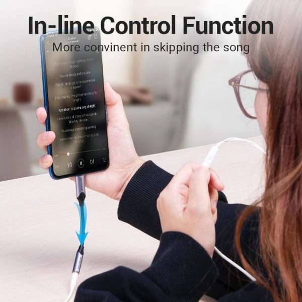Vention USB-C Male to 3.5MM Earphone Jack With DAC Adapter Grey