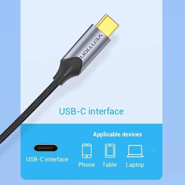 Vention USB-C to 2RCA male audio cable 1m Black