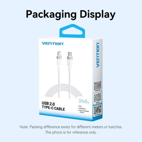 Vention USB-C to C 2.0 5A 240W cable 2m White