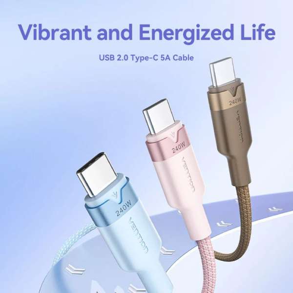 Vention USB-C to C 2.0 5A 240W cable 2m White