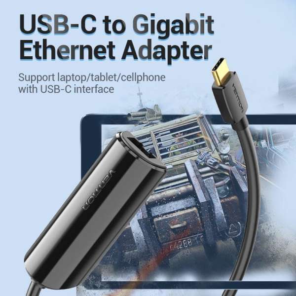 Vention USB-C to Gigabit Ethernet Adapter Black