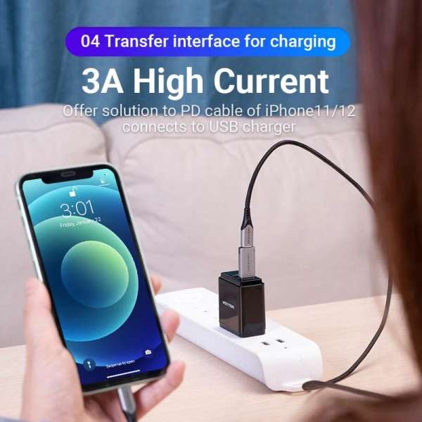 Vention Vention USB 3.0 Male to USB-C Female Adapter Gray