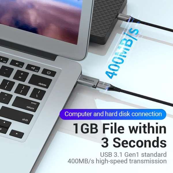Vention Vention USB 3.0 Male to USB-C Female Adapter Gray
