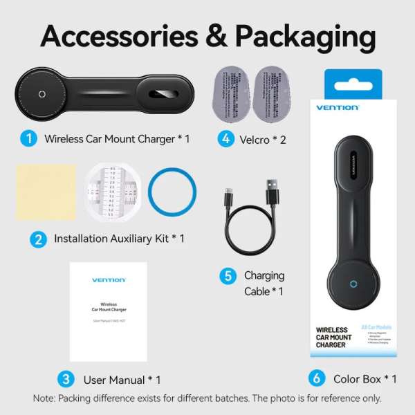 Vention Wireless Car Mount Charger Black