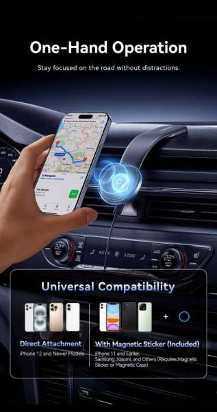 Vention Wireless Car Mount Charger Black