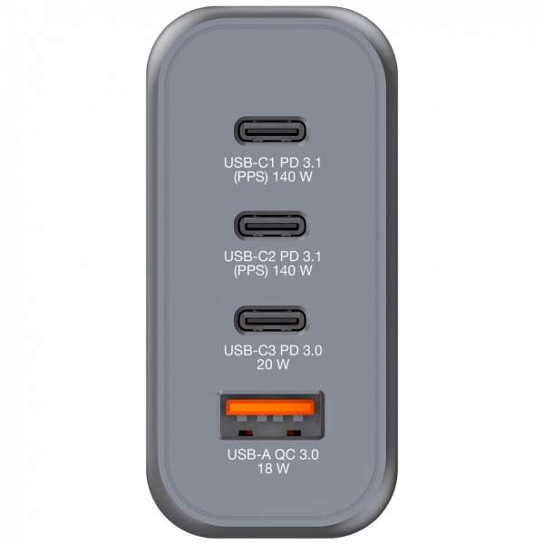 Verbatim 140W 4-Port GaN Wall Charger Grey