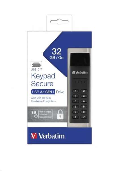 Verbatim 32GB Keypad Secure USB-C USB3.2 Black