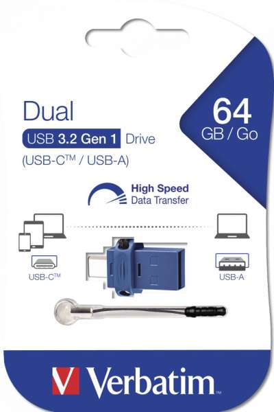 Verbatim 64GB Dual USB Drive USB3.2/USB-C Black