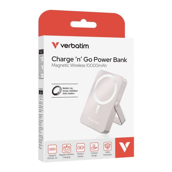 Verbatim Charge "n" Go PowerBank with Stand 10000mAh PowerBank Pink