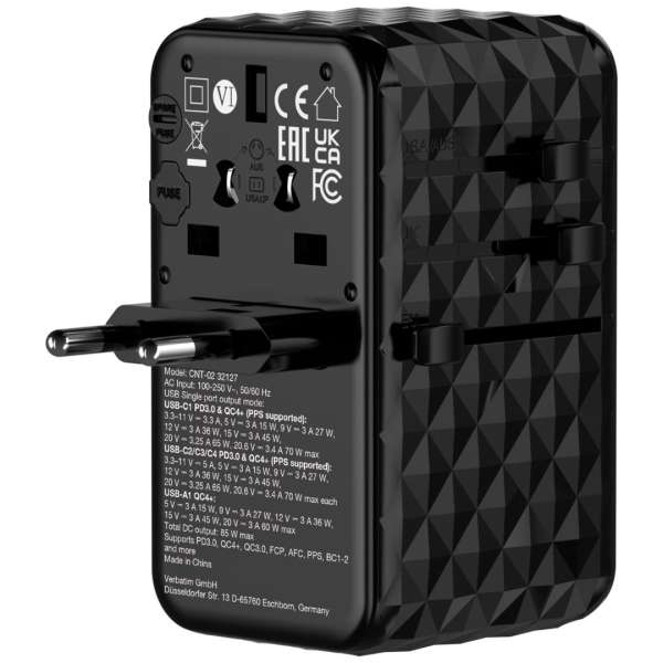 Verbatim Charge ''n'' Travel GaN III Universal Travel Adapter 85W