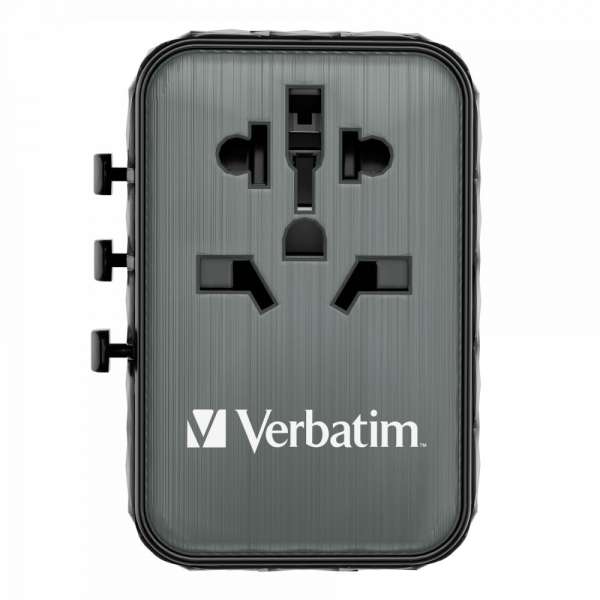 Verbatim GaN III Universal Travel Adapter UTA-05 with 2 x USB-C PD & QC 4+ & 2 x USB-A ports