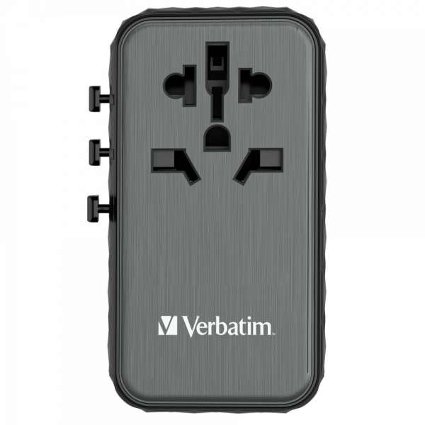 Verbatim GaN III Universal Travel Adapter UTA-06 with 2 x USB-C PD & QC 4+ & 2 x USB-A QC 3.0 ports